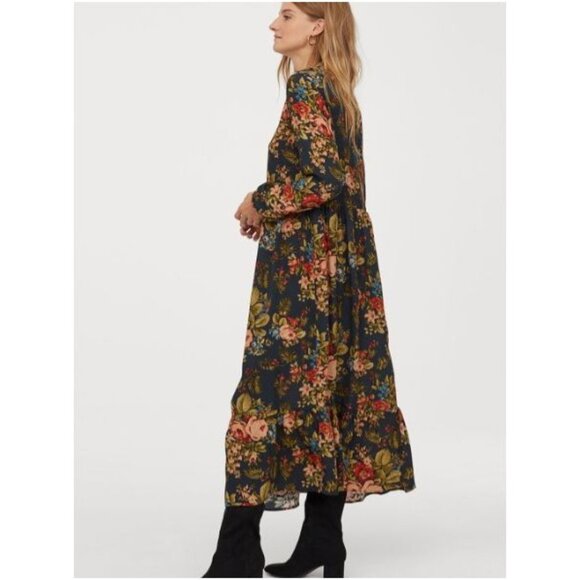 H&M Blue Floral Patterned Long Sleeve Maxi Dress size 4 - Picture 3 of 9